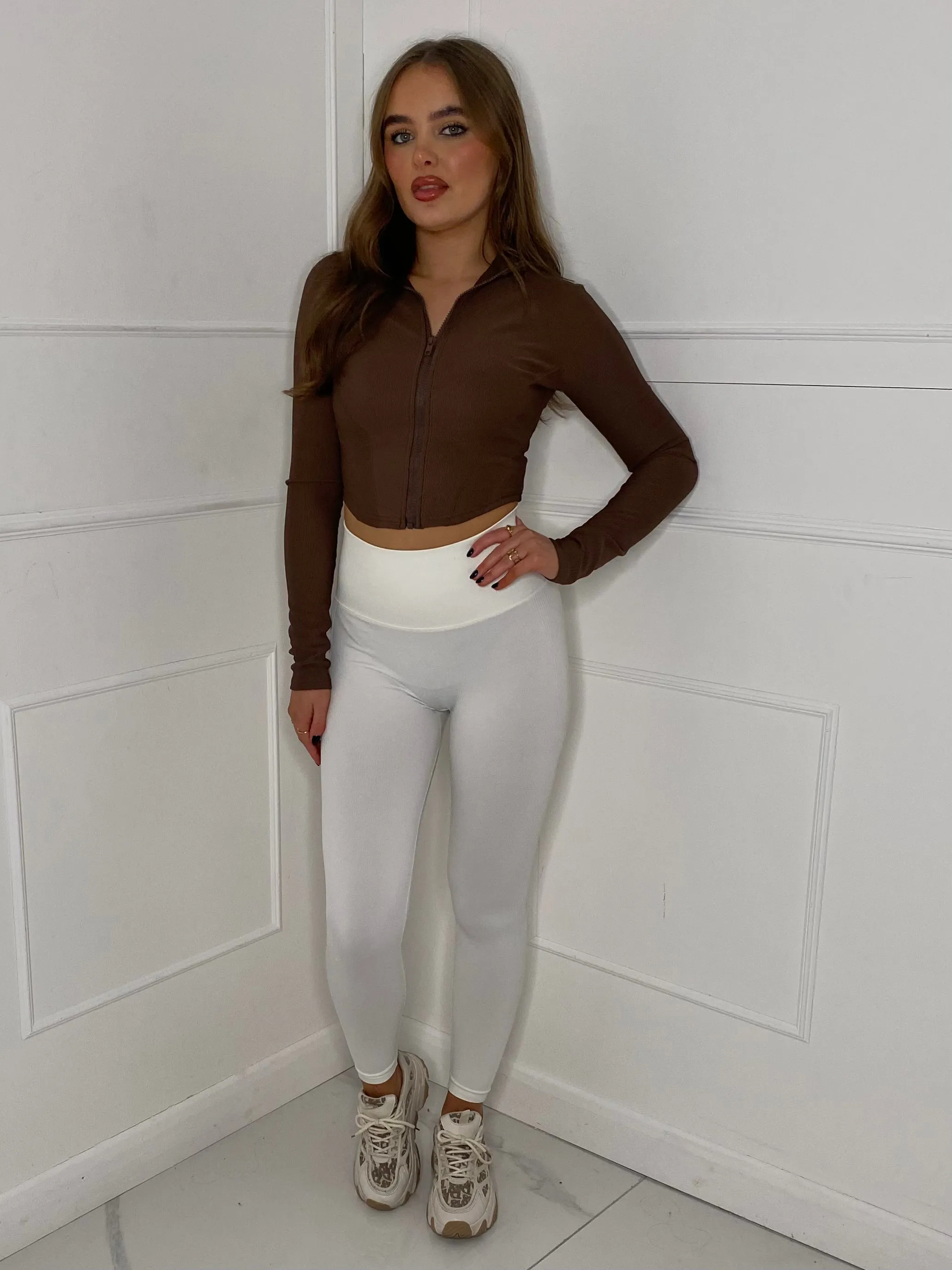 Ruched Bum Gym Leggings - White