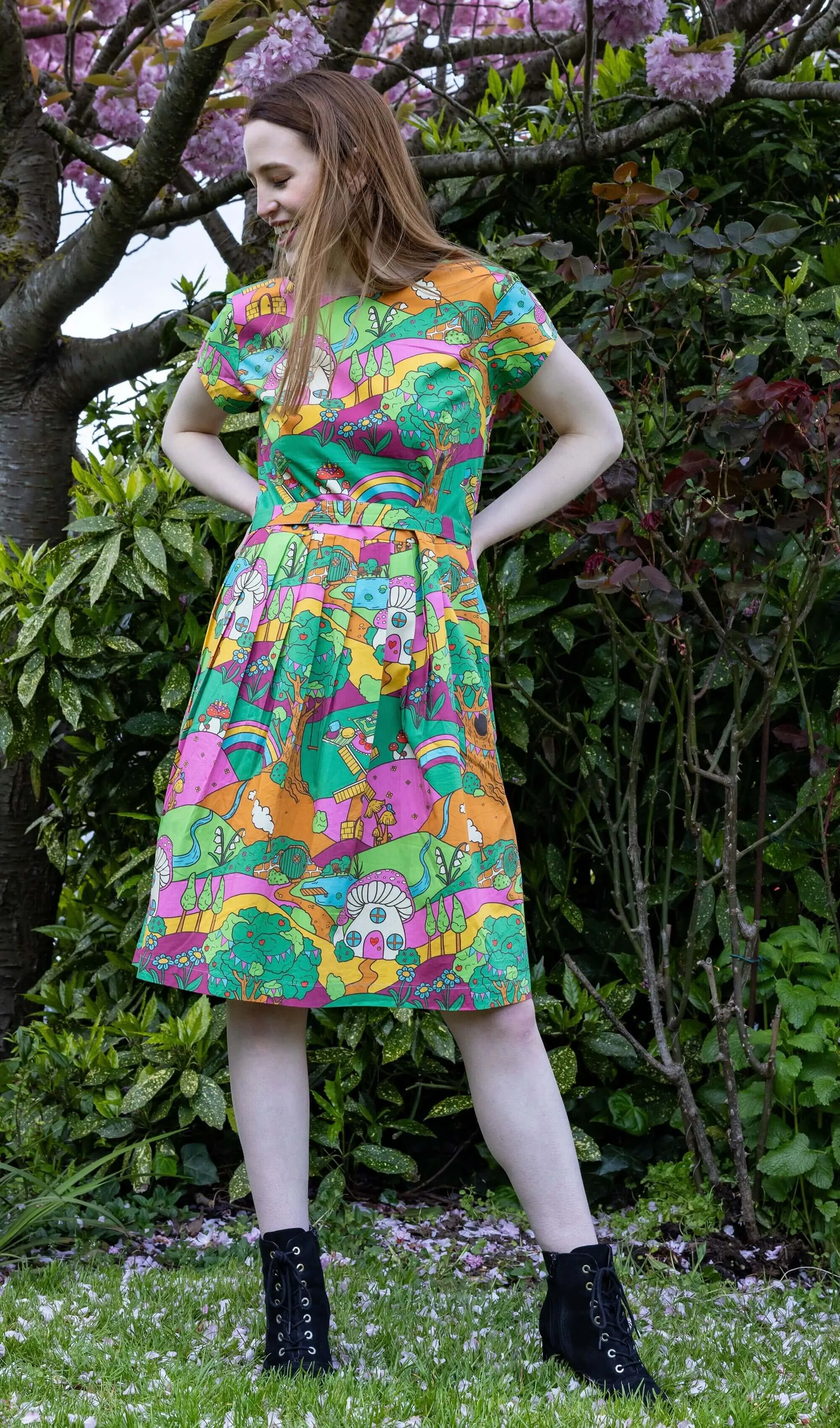 Run & Fly x The Mushroom Babes Hills Stretch Belted Tea Dress with Pockets