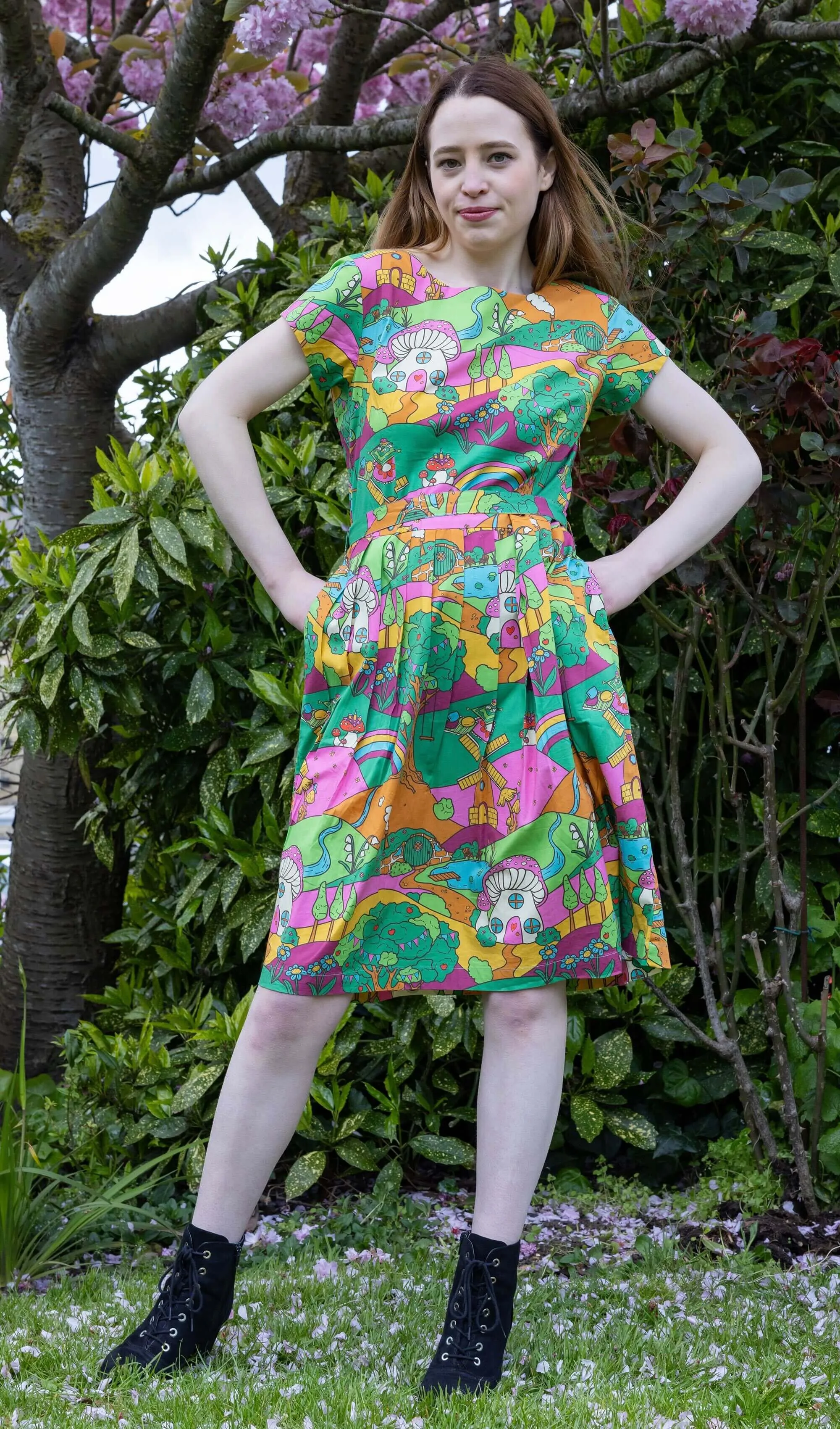 Run & Fly x The Mushroom Babes Hills Stretch Belted Tea Dress with Pockets