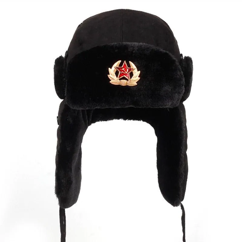 Russian Soviet Army Military Badge Bomber Hat