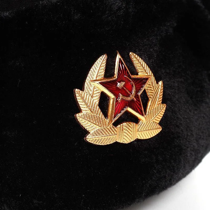 Russian Soviet Army Military Badge Bomber Hat