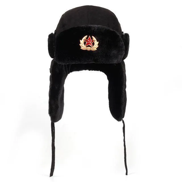Russian Soviet Army Military Badge Bomber Hat