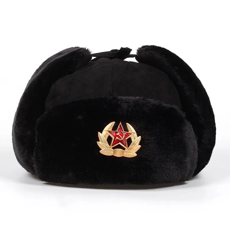 Russian Soviet Army Military Badge Bomber Hat