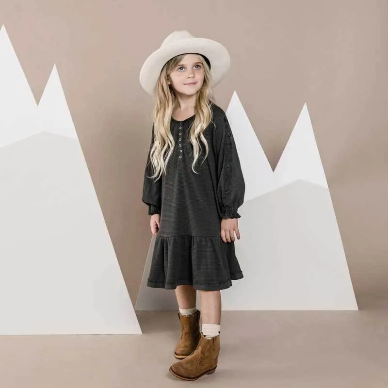 Rylee and Cru Black Thermal Girls Dress