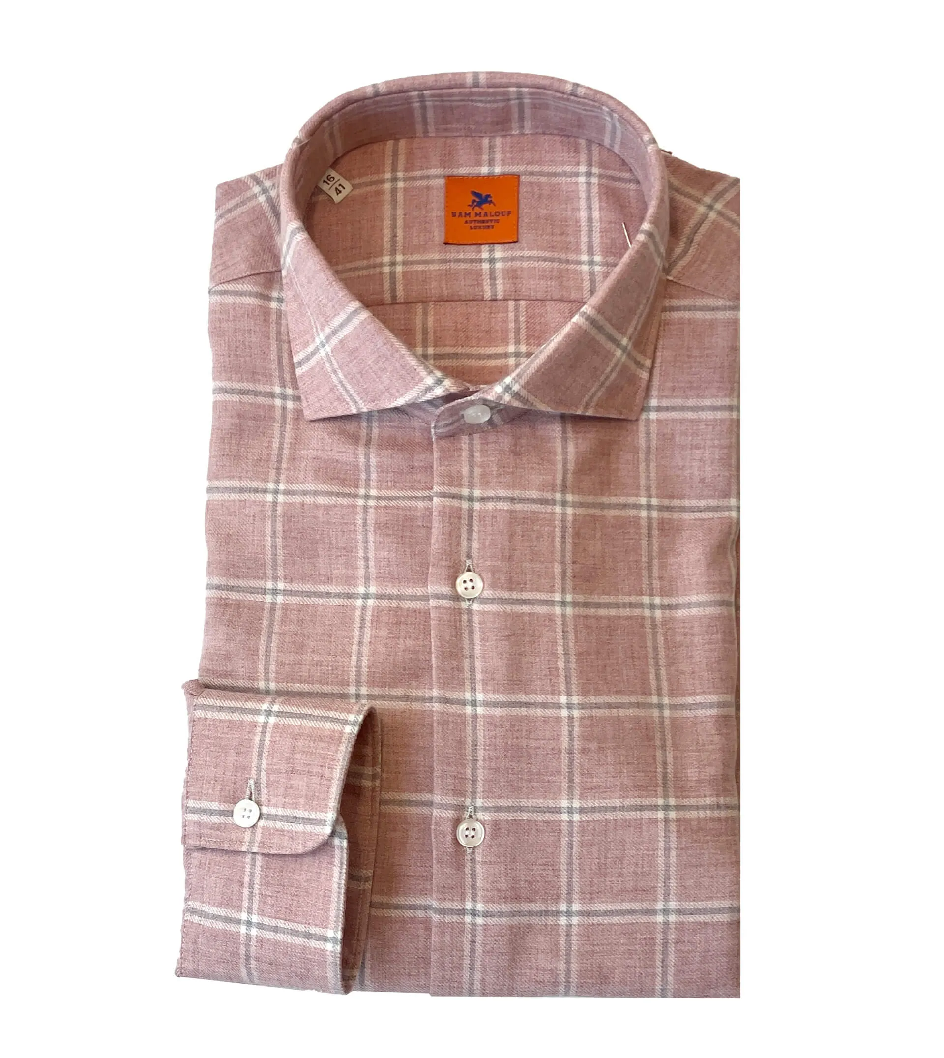SAM MALOUF ORANGE LABEL Sport Shirt in Pink Flannel