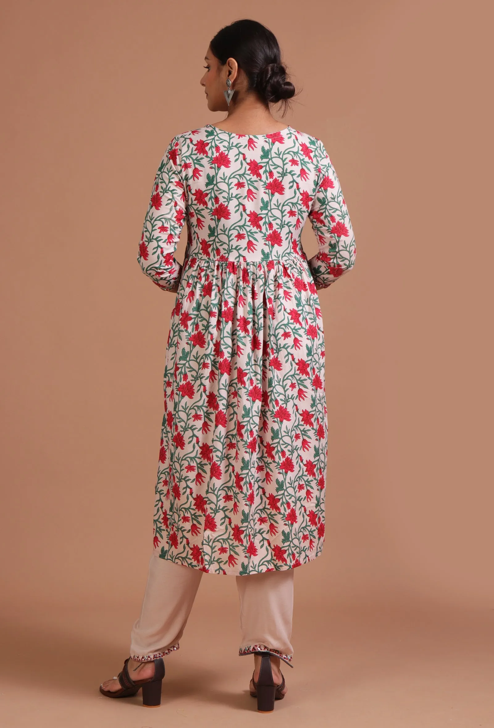 Set Of 2: Multicolor Cotton Printed Dress & Pant Set