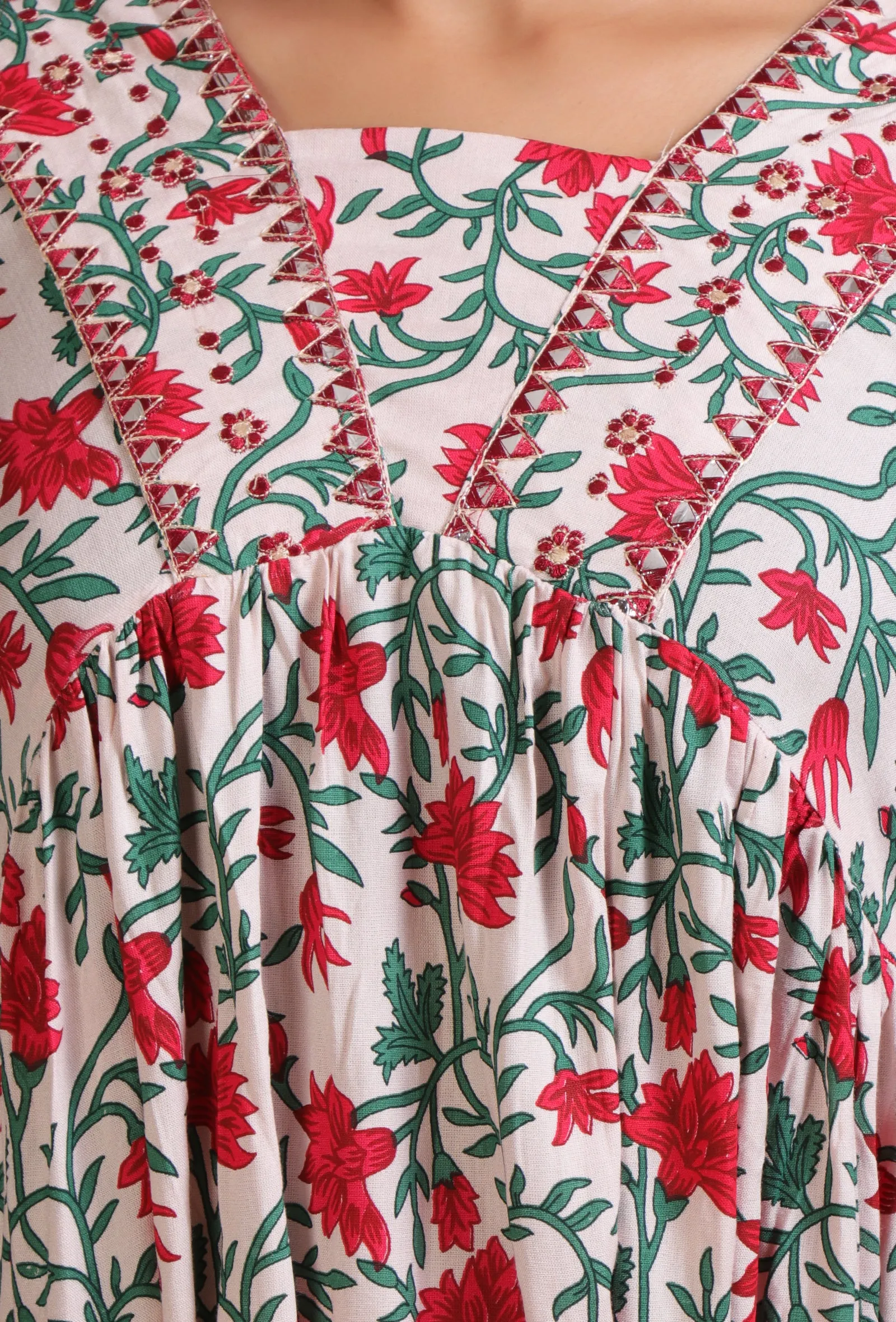 Set Of 2: Multicolor Cotton Printed Dress & Pant Set
