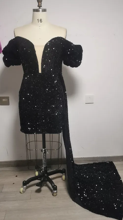 Sexy black sequins prom dress 19th Birthday Dresses      fg685
