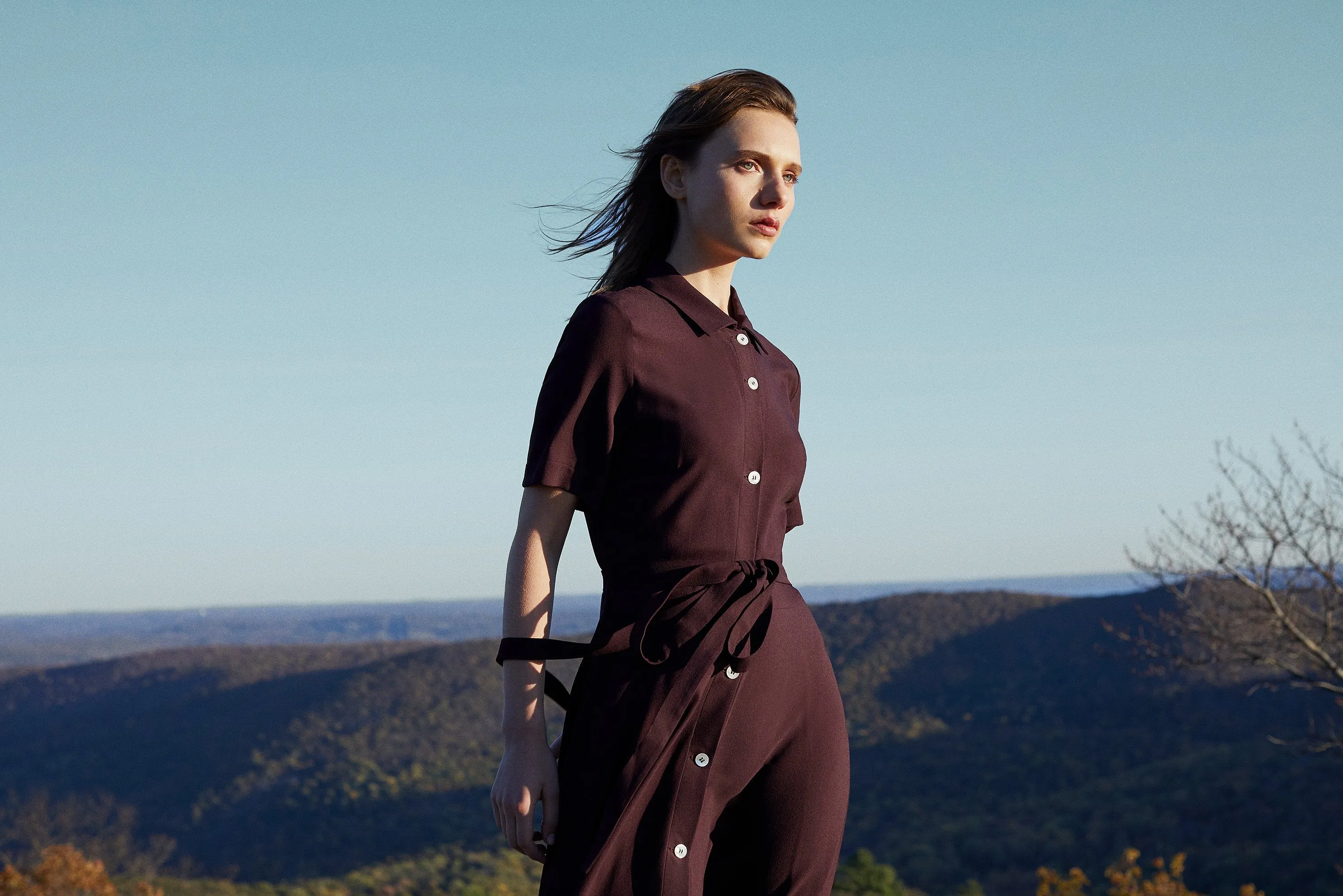 Shirt Dress - Aubergine