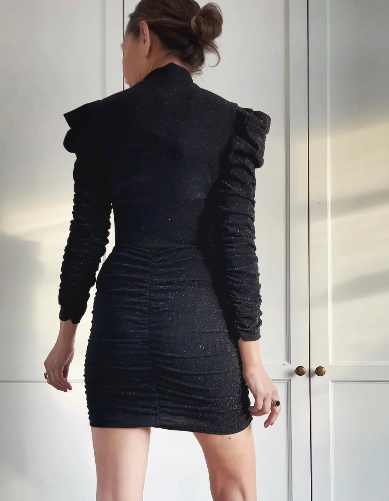 SHORT SLIM DRESS - BLACK GLITTER