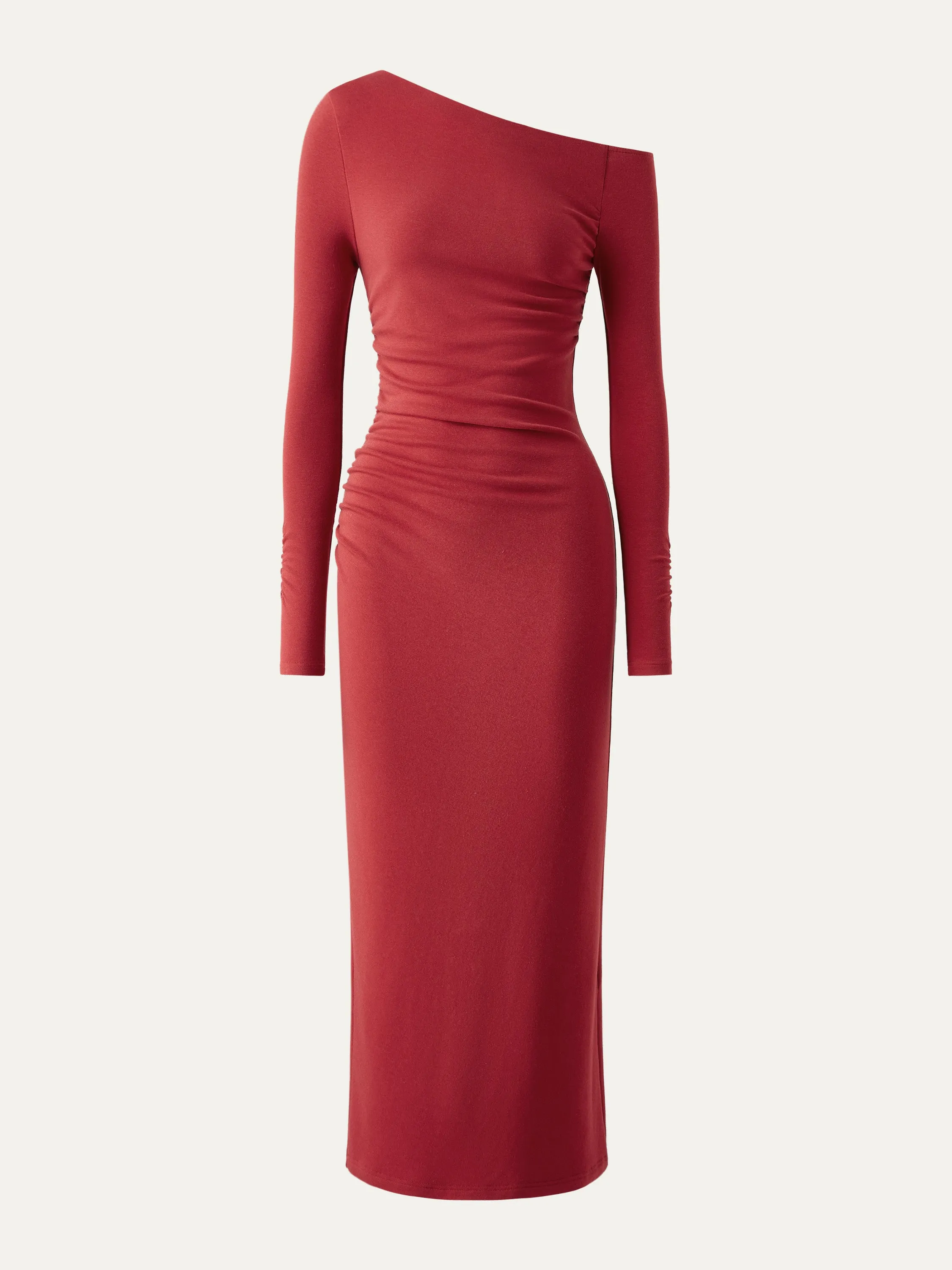 Slanted Shoulder Long Sleeve Dress