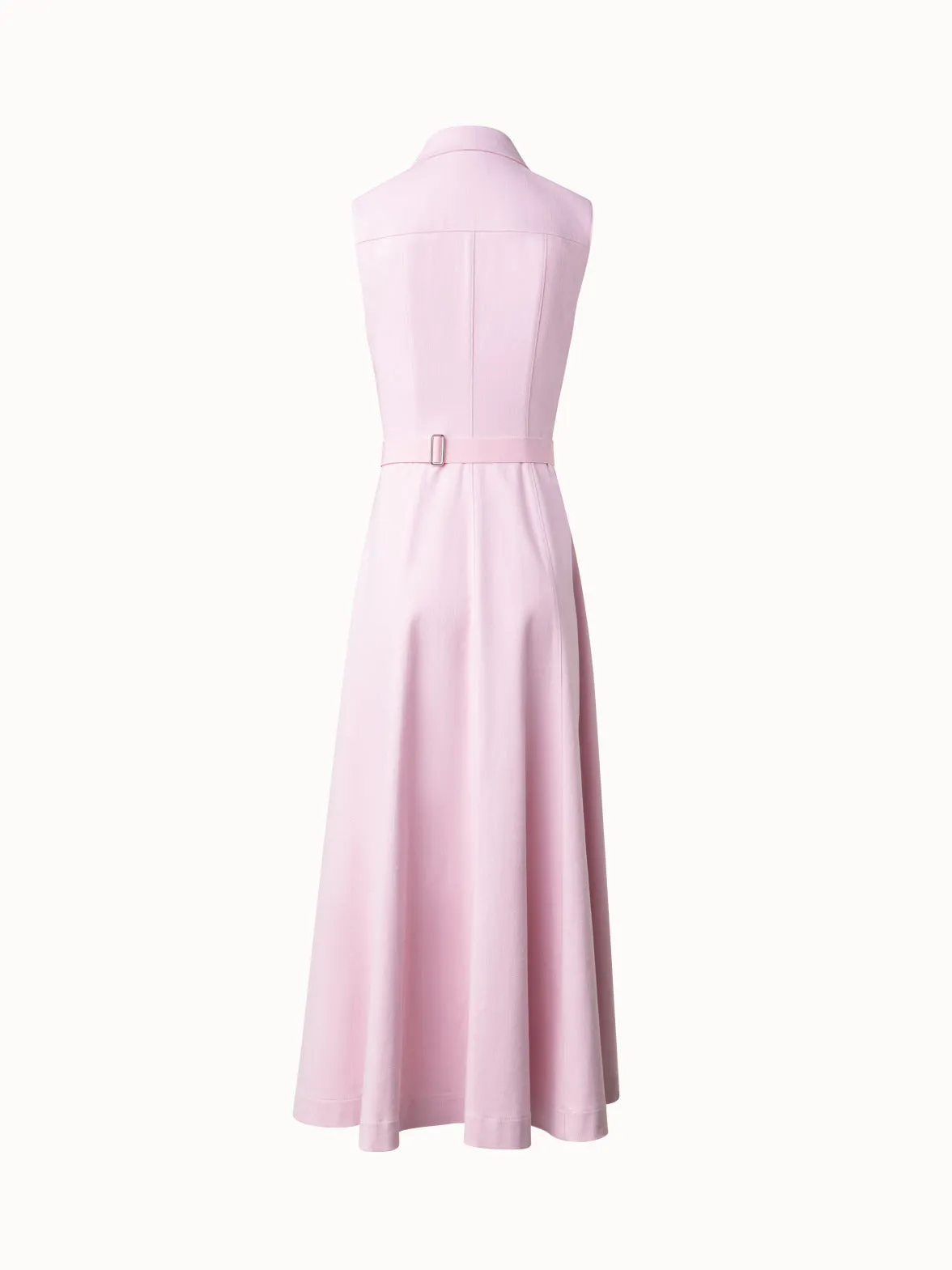 Sleeveless Cotton Denim Midi Shirt Dress