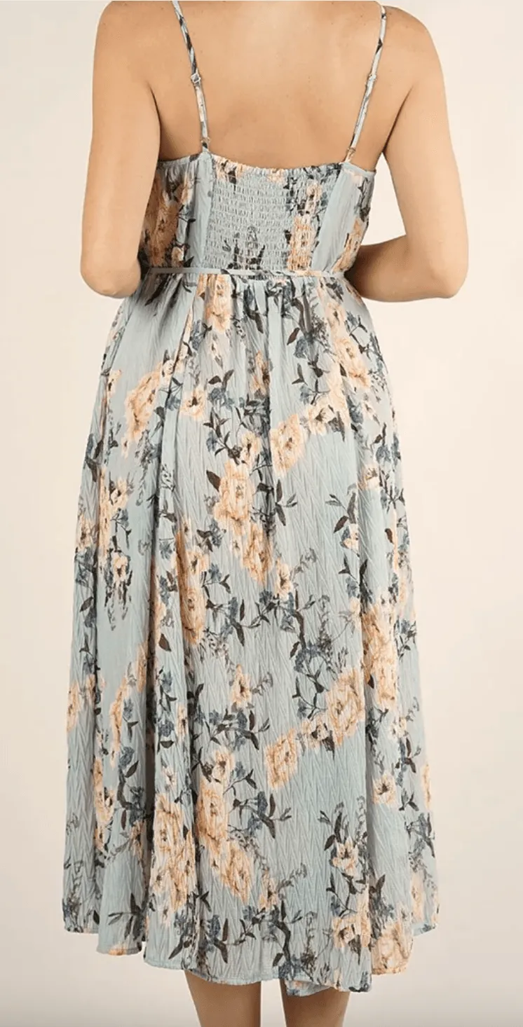 Spaghetti strap dress with smocked back LS 71833WL