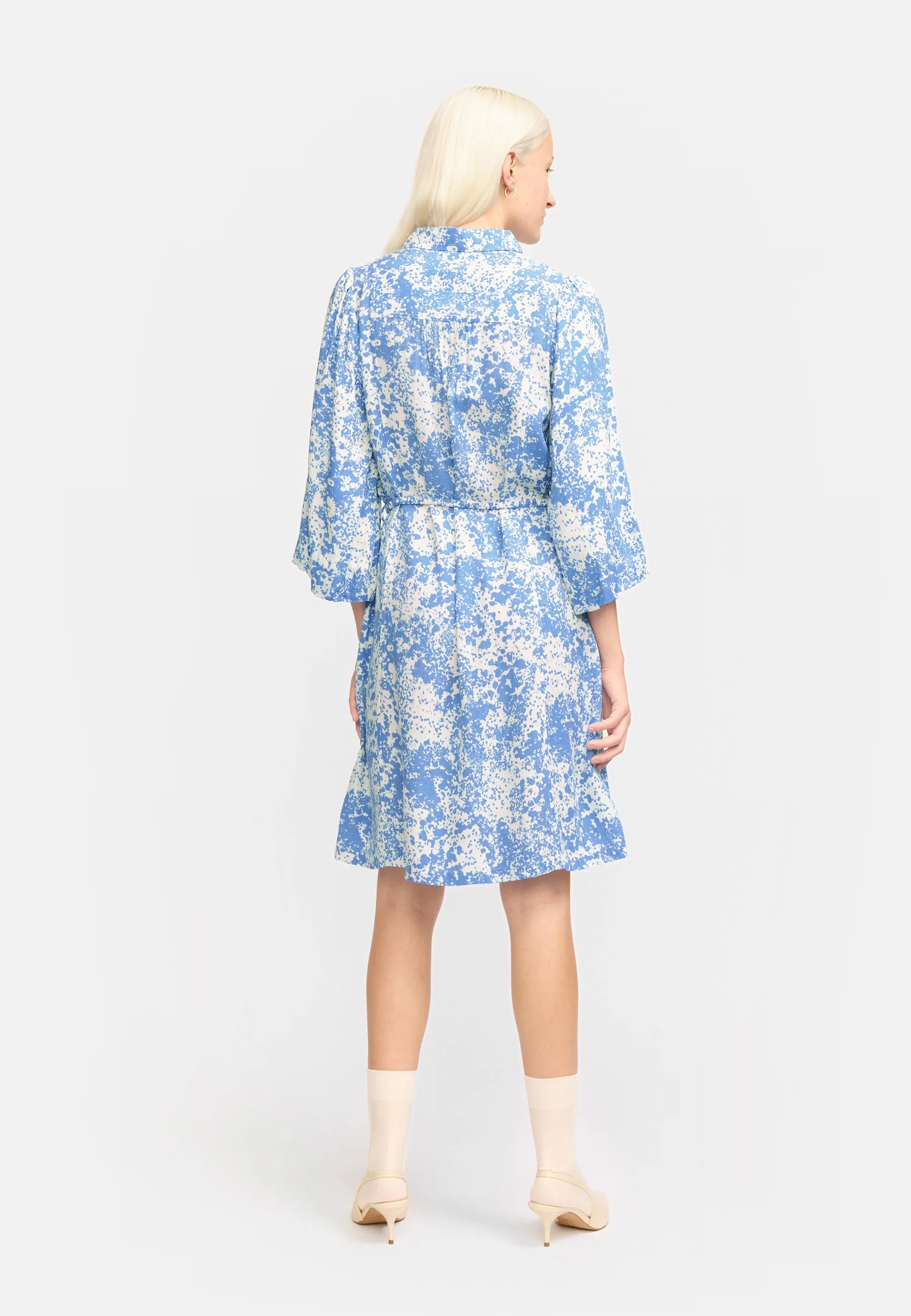 SREleanor Printed Dress - Microscope Print Ultramarine