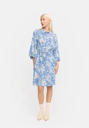 SREleanor Printed Dress - Microscope Print Ultramarine