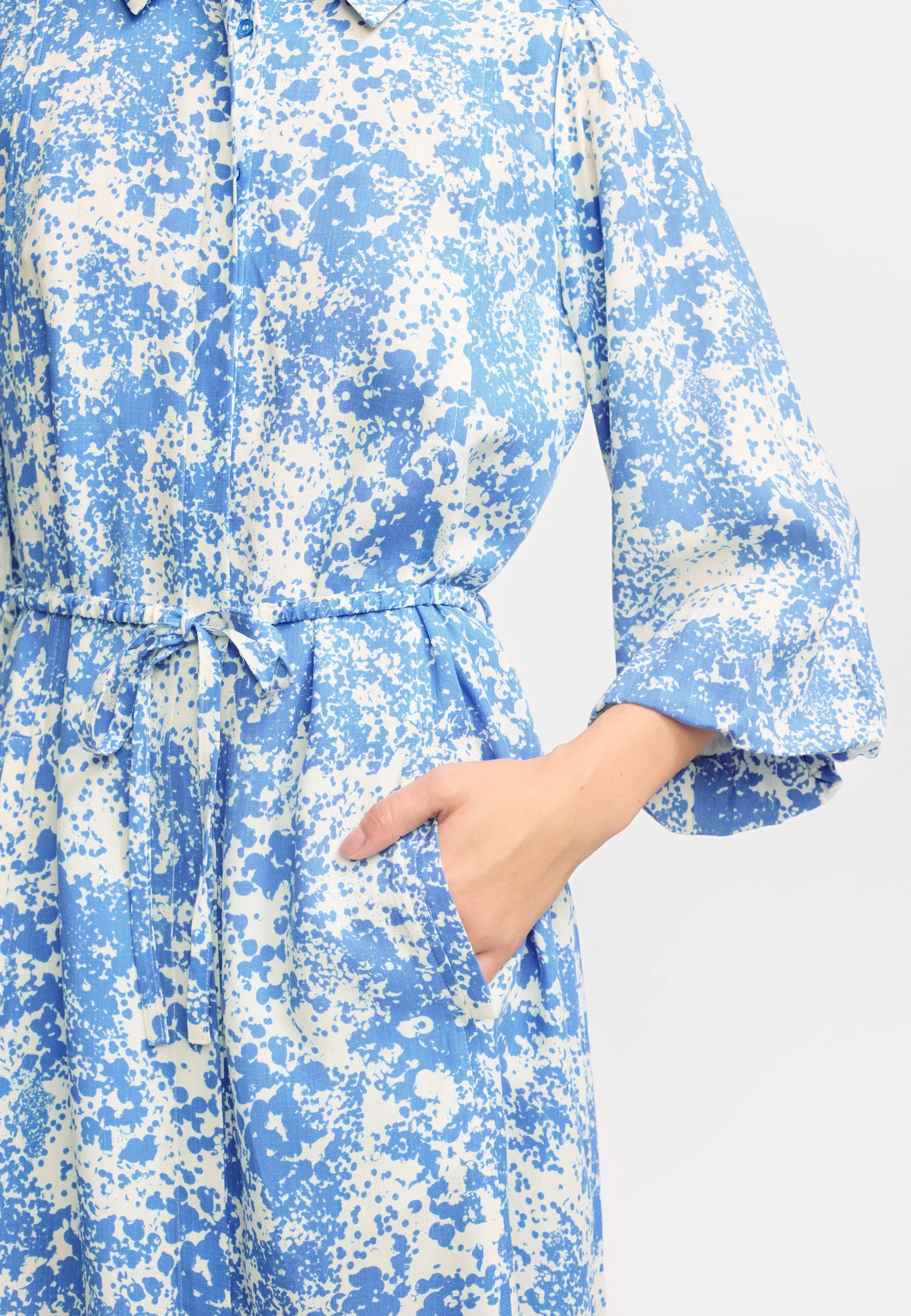 SREleanor Printed Dress - Microscope Print Ultramarine