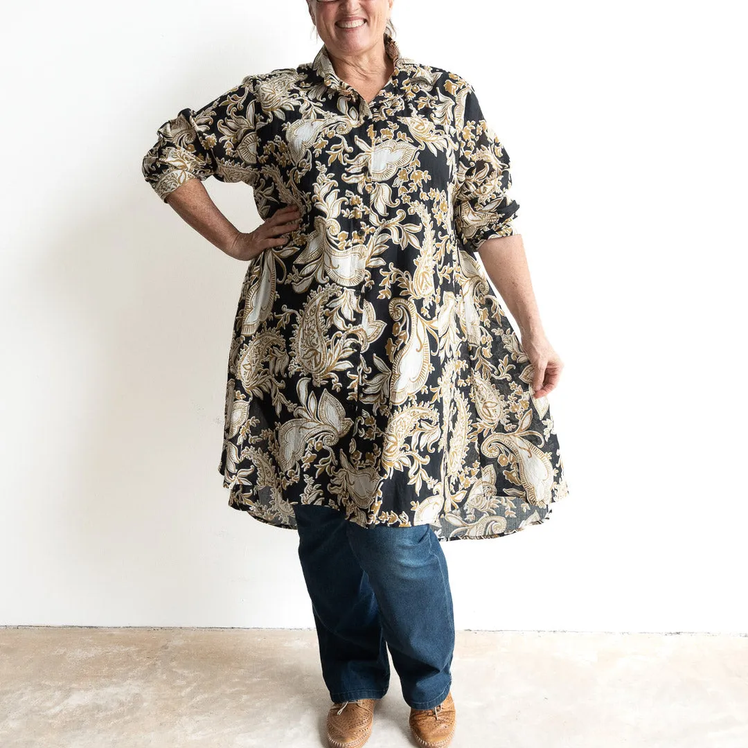 Stepping Out Long Cotton Shirt - Paisley Nouveau