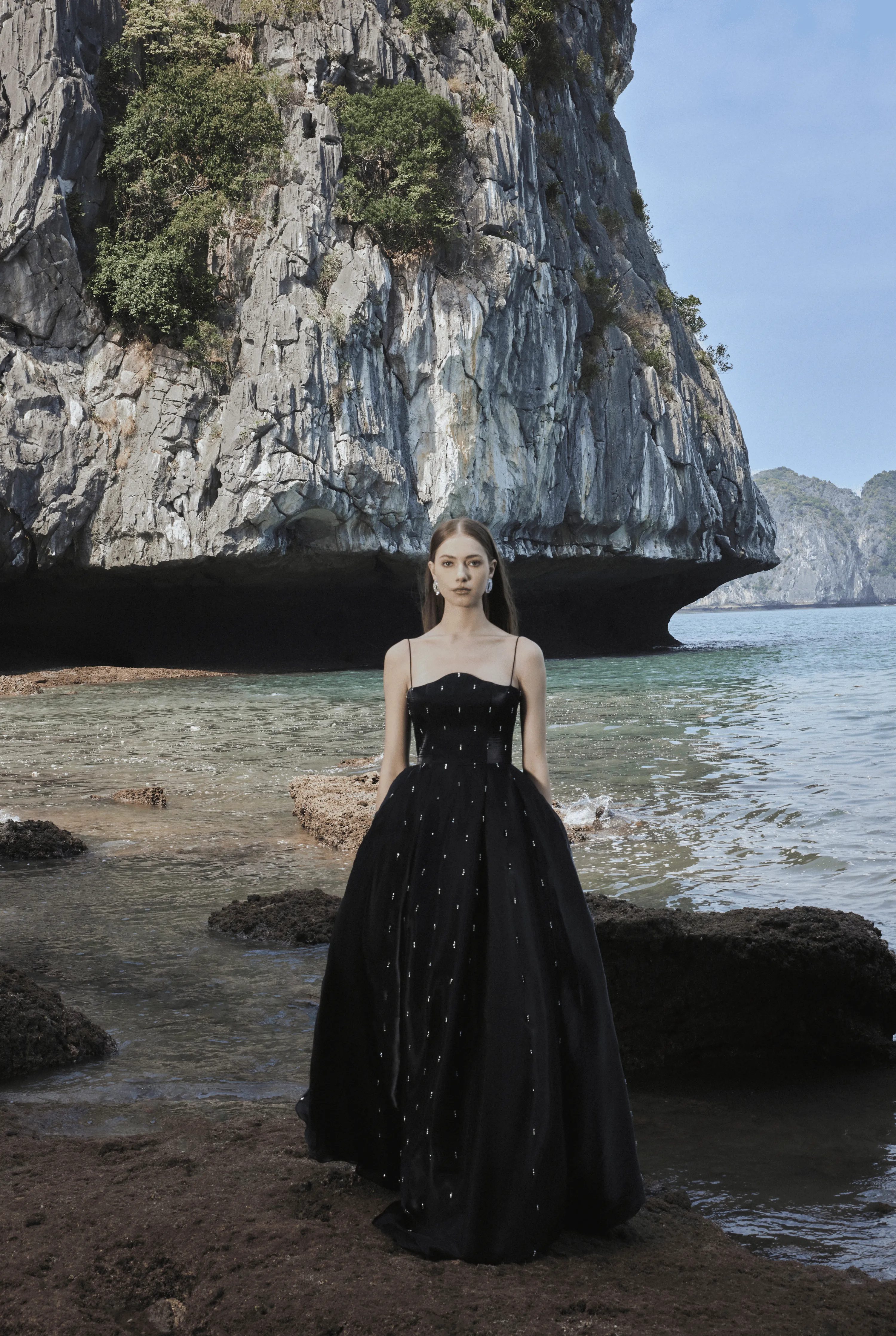 Strapless Full Dress With Stone Embellishment