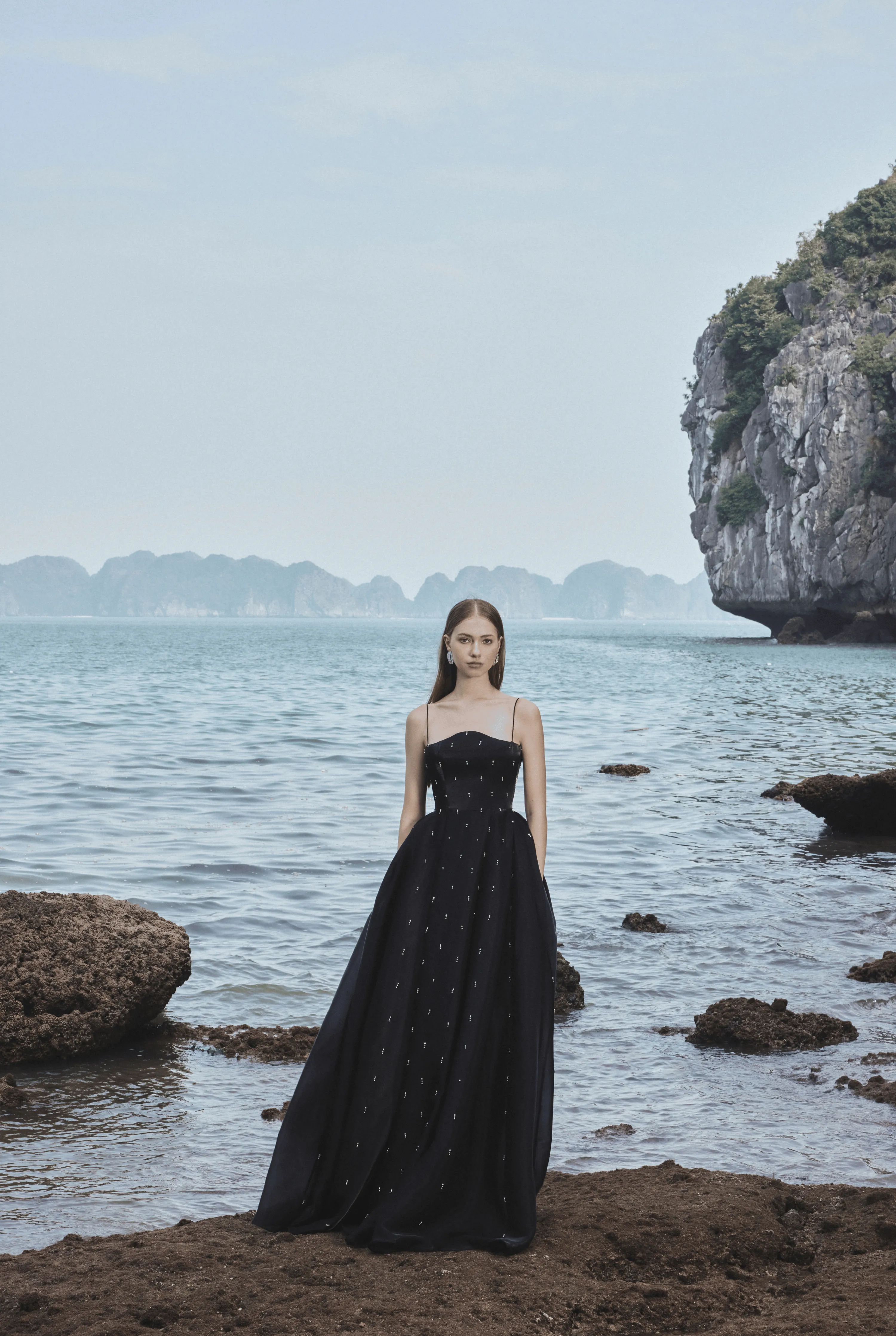 Strapless Full Dress With Stone Embellishment