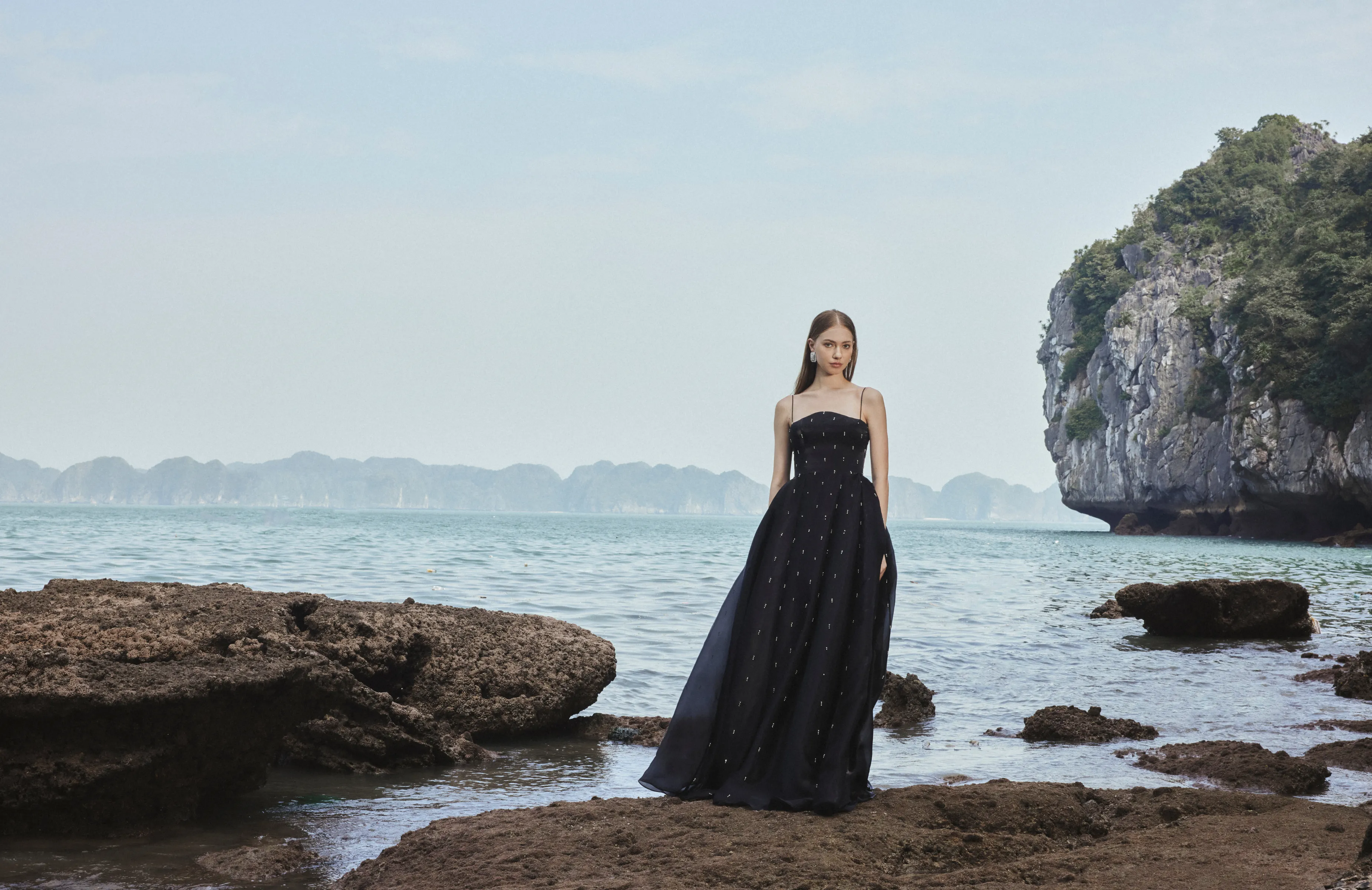 Strapless Full Dress With Stone Embellishment