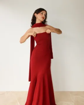 Strapless Mermaid Red Long Prom Dress Evening Dresses        fg6686