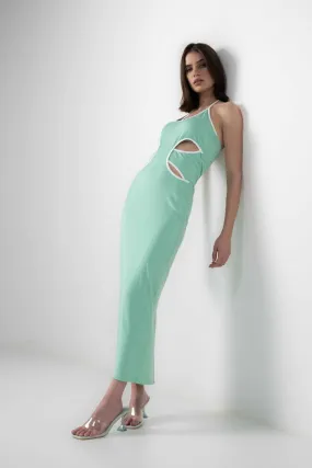 STRIKING AQUA 
CUTOUT DRESS