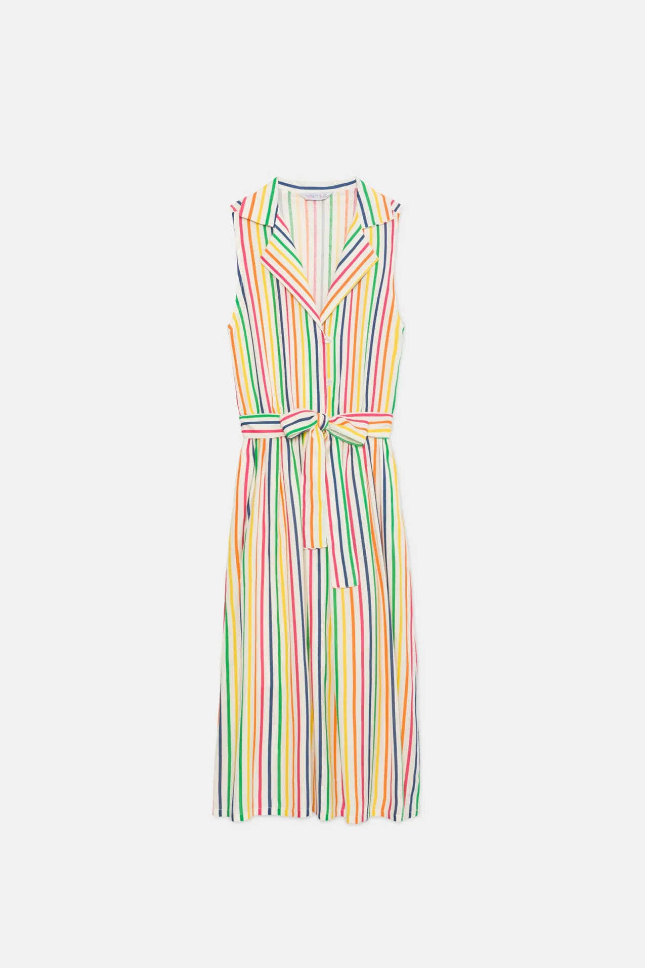 Stripe Print Midi Shirt Dress