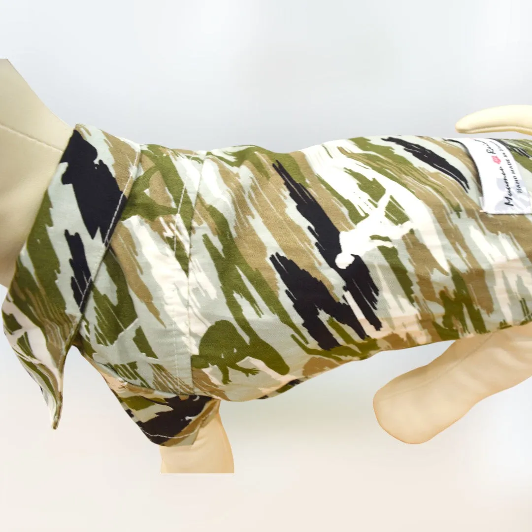 Surfer Camouflage Hawaiian Dog's Shirt