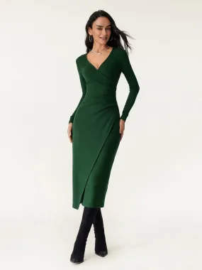 Surplice Wrap Long Sleeve Dress
