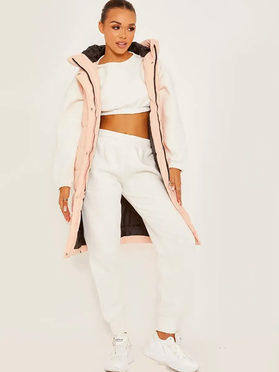 Tara Longline Puffer Vest | Peach
