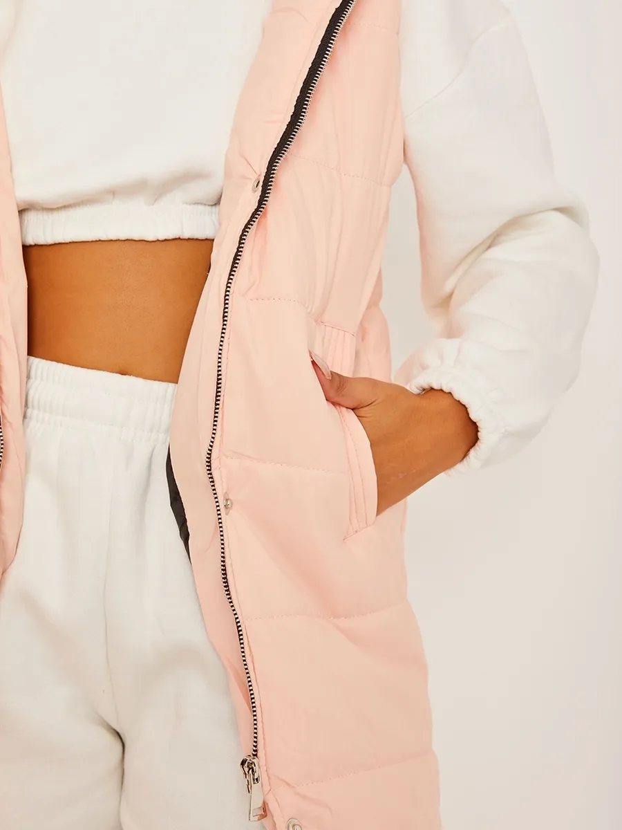 Tara Longline Puffer Vest | Peach