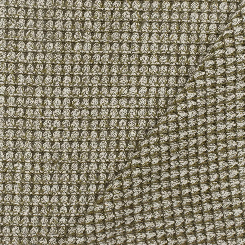 Taupe Olive-White Texture Stretch Sweater Knit Fabric