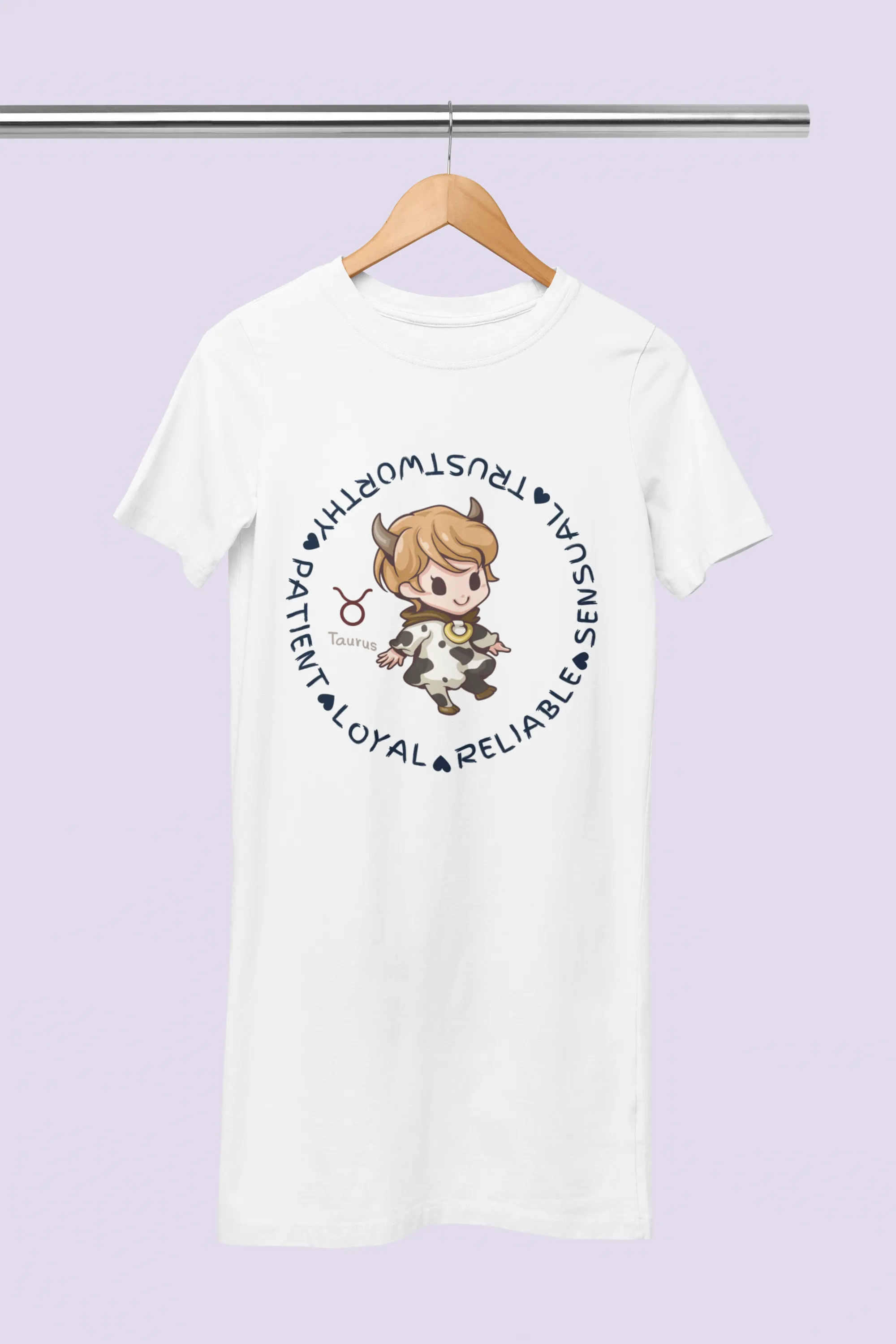 Taurus Zodiac Graphic Printed Cotton Night T-Shirt Dress for Women