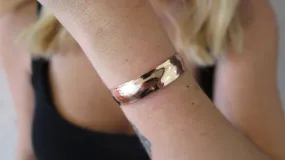 Thin Rose Gold Hammered Cuff