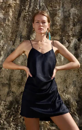 Upcycled Black Slip Dress
