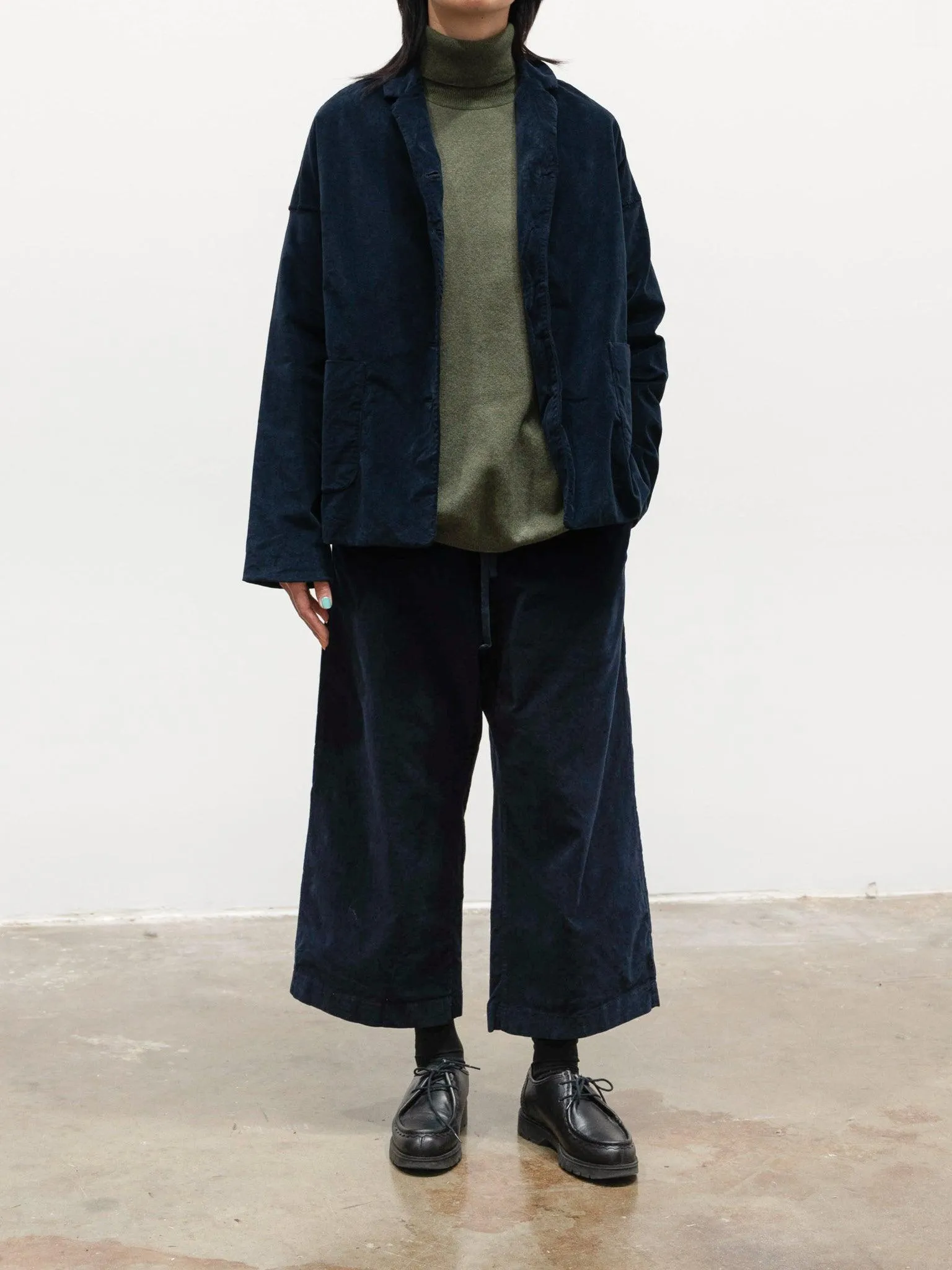 Velvet Loose Blazer - Black