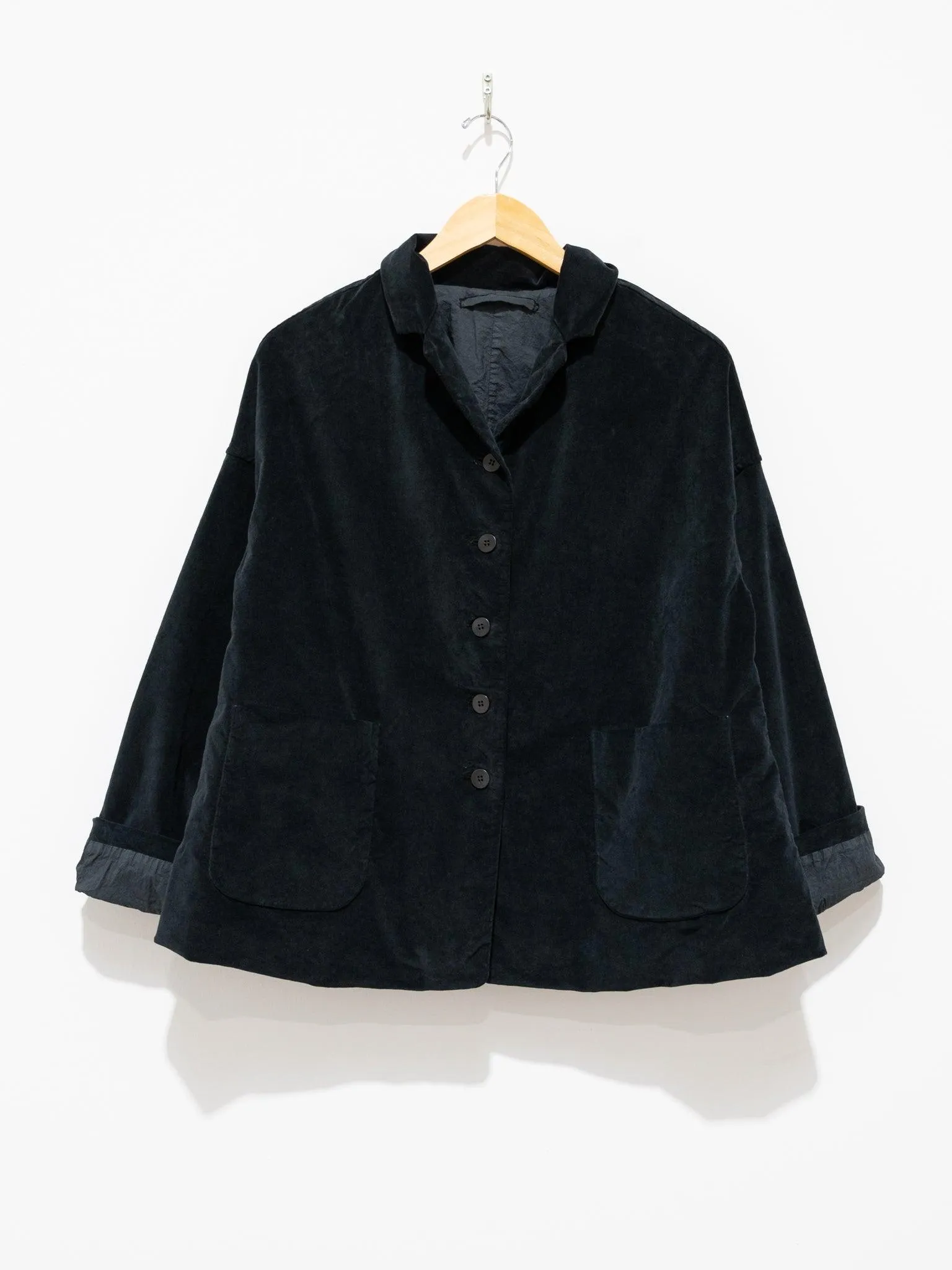 Velvet Loose Blazer - Black