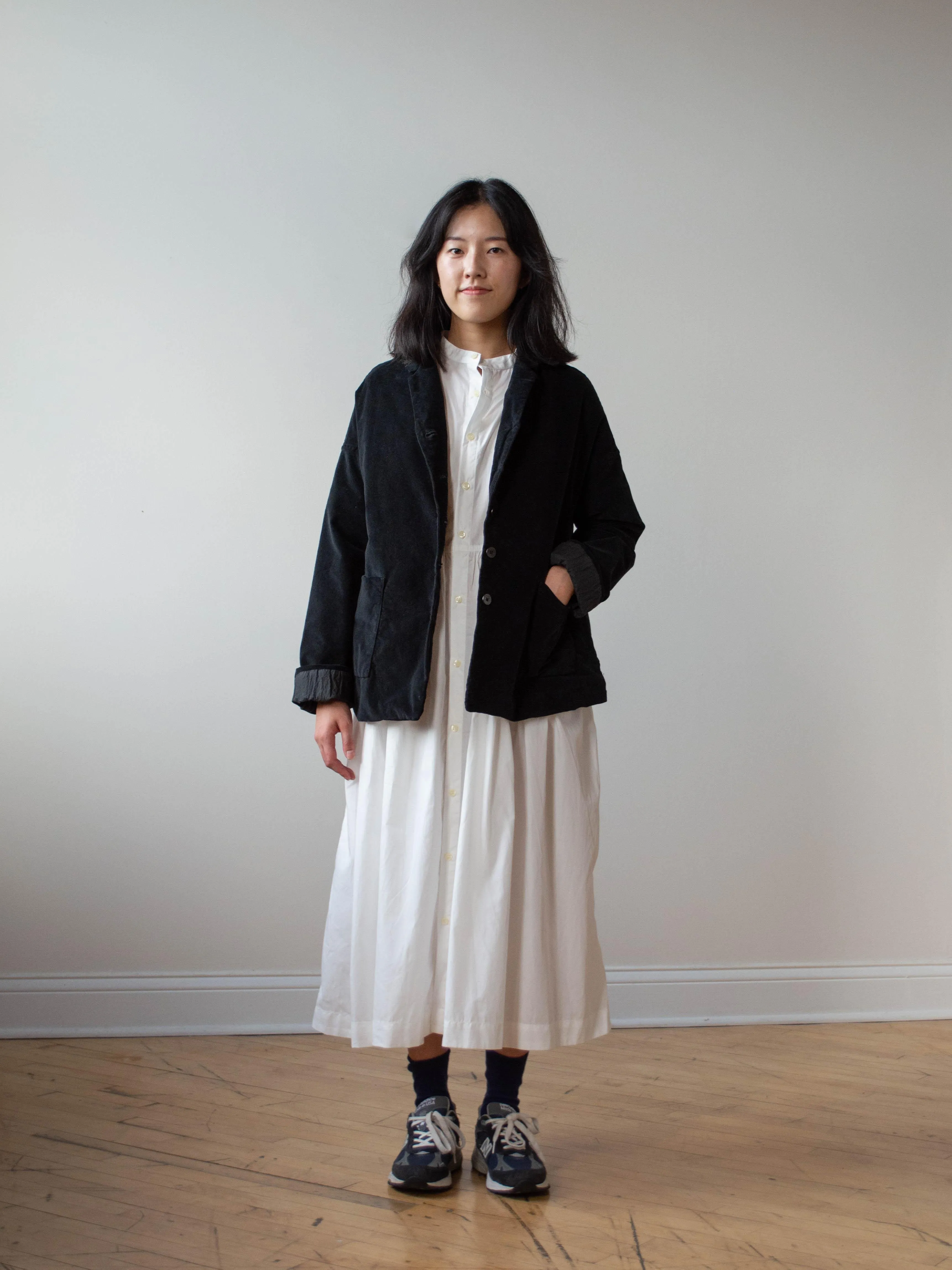 Velvet Loose Blazer - Black