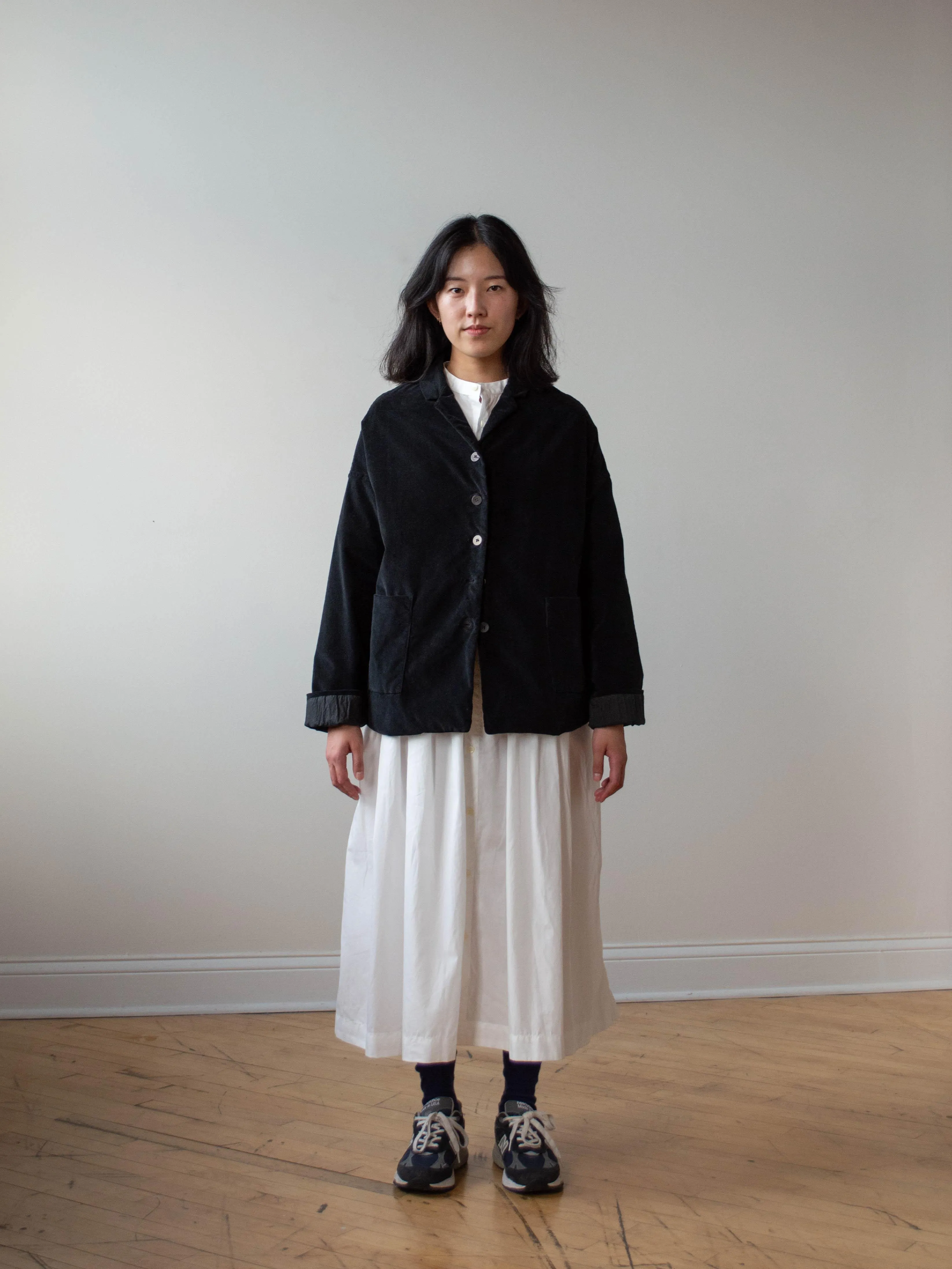 Velvet Loose Blazer - Black