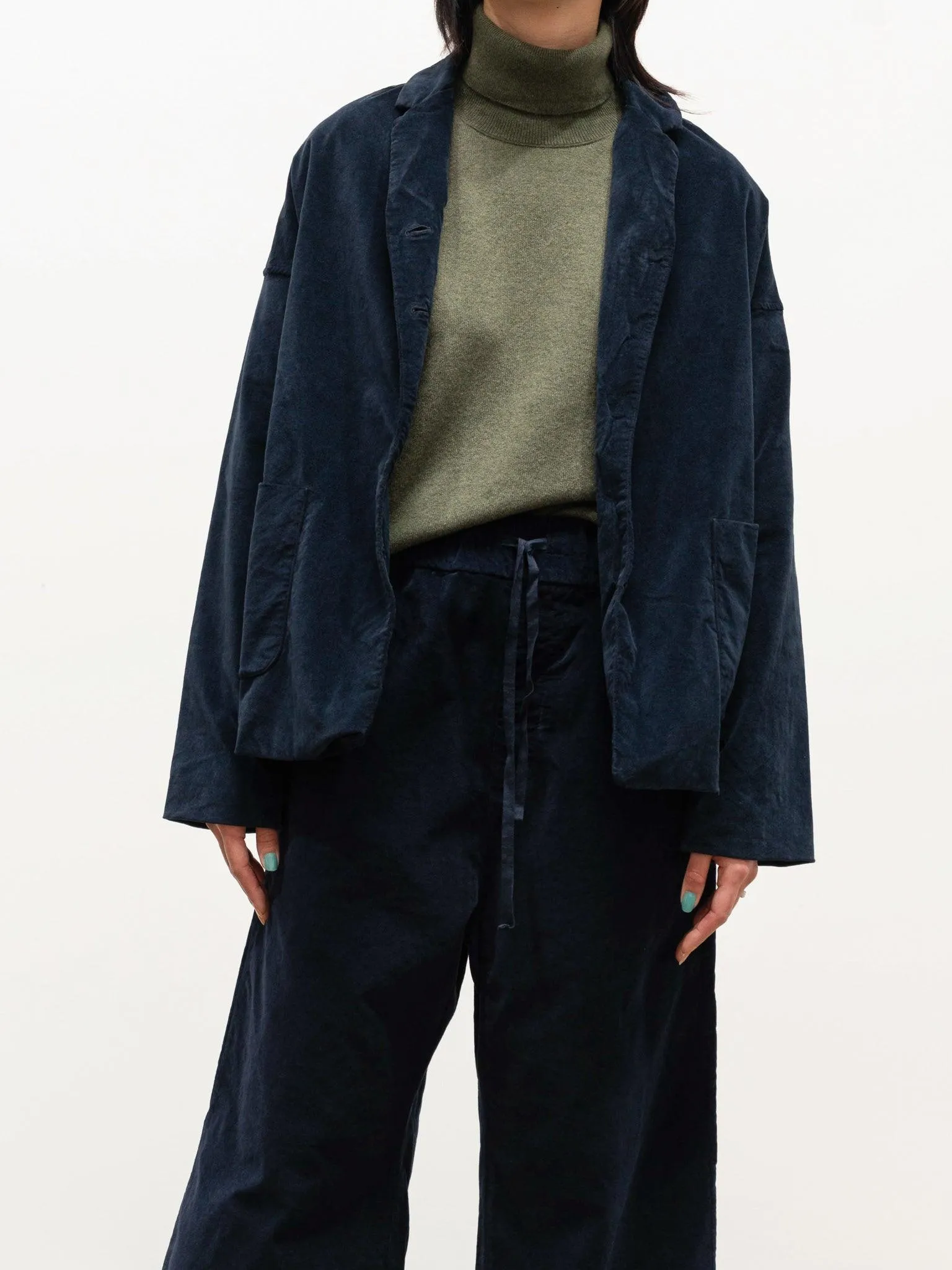 Velvet Loose Blazer - Black
