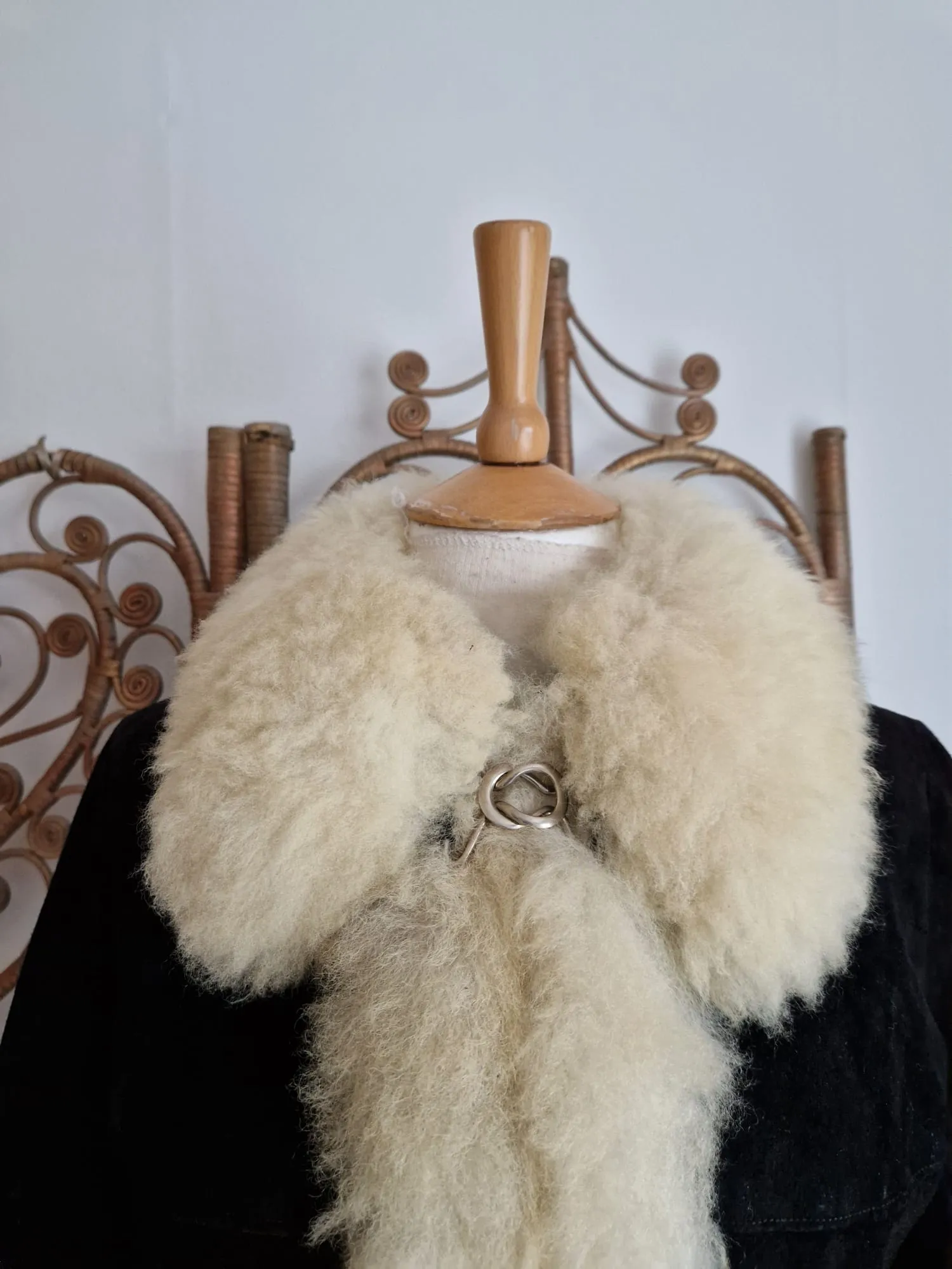 Vintage Sheepskin trim suede 70s coat