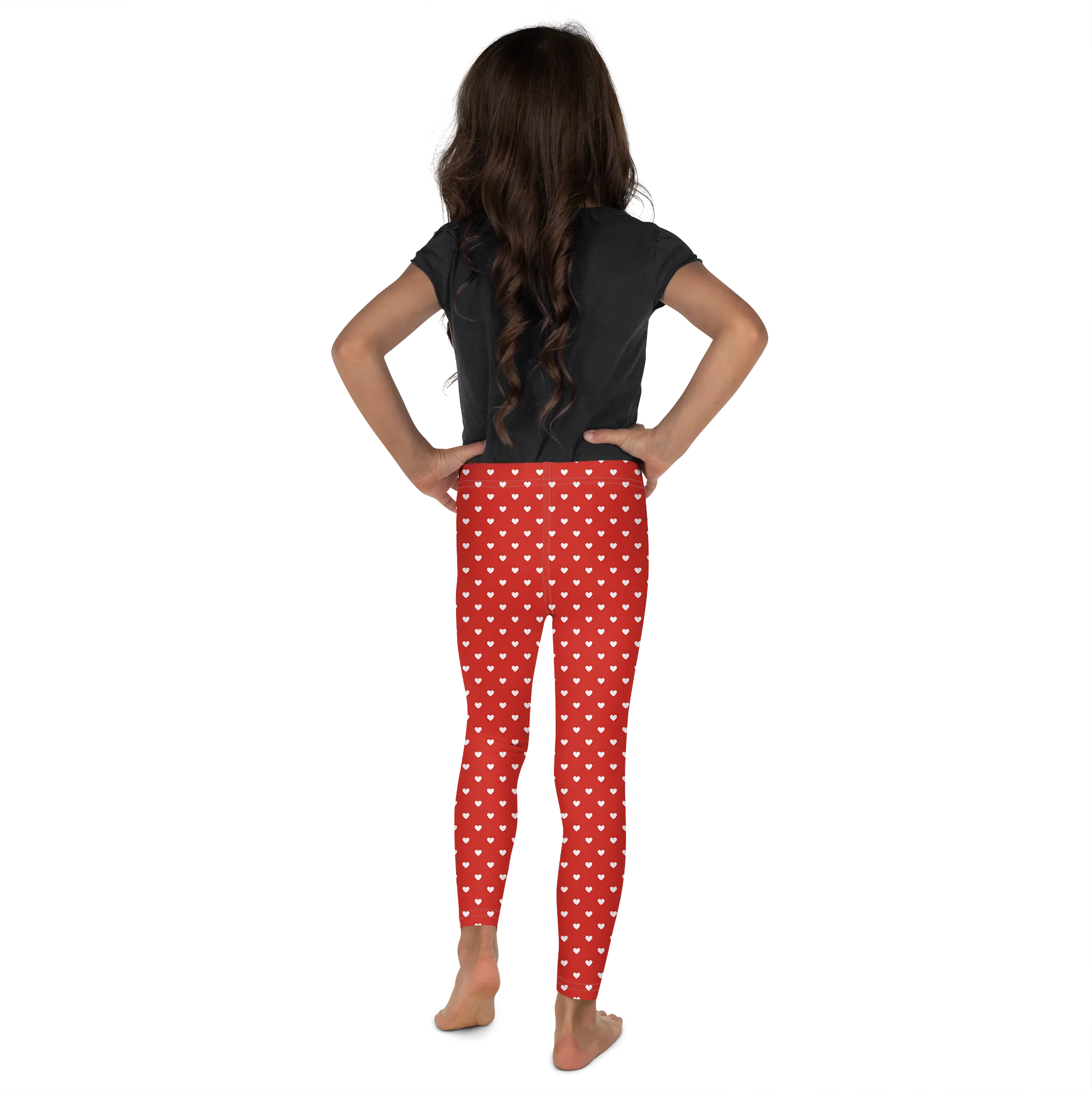 White Mini Hearts Red Kid's Leggings