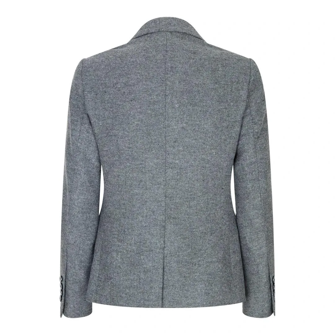 Women Grey Herringbone Blazer Tweed Check 1920's Gatsby Blinders Tailored Fit Vintage