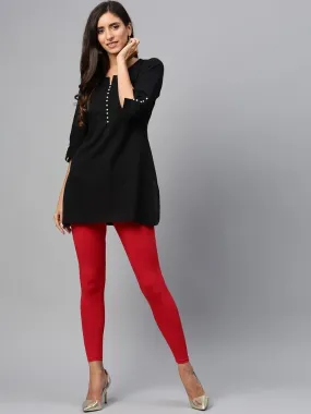 Women Red Ankle Length Legging