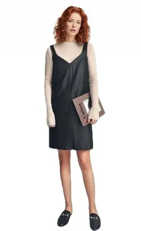 Women's Casual V-neck Genuine Leather Dress