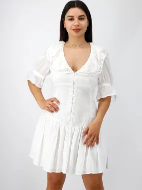 Women's Embroidery Detail Dress,White