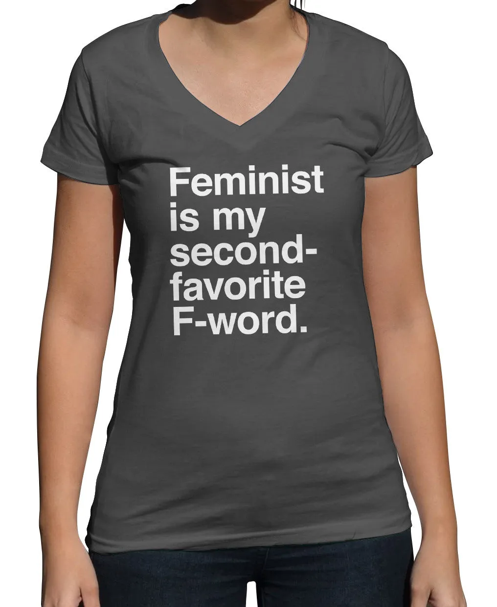 Women's Feminist is My Second Favorite F Word Vneck T-Shirt