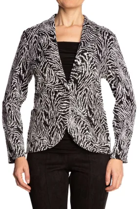 Women's Jacket Black And White Stretch Quality fabric Sizes Large And XLARGE ON SALE NOW Made In Canada Yvonne Marie Boutiques