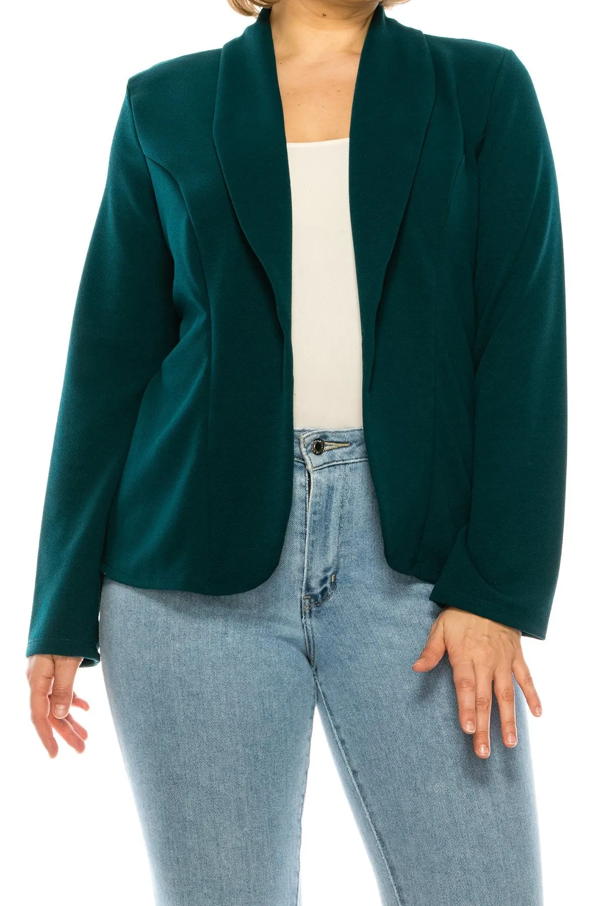 Women's Plus Size Casual Long Sleeve Fitted Solid Open Blazer