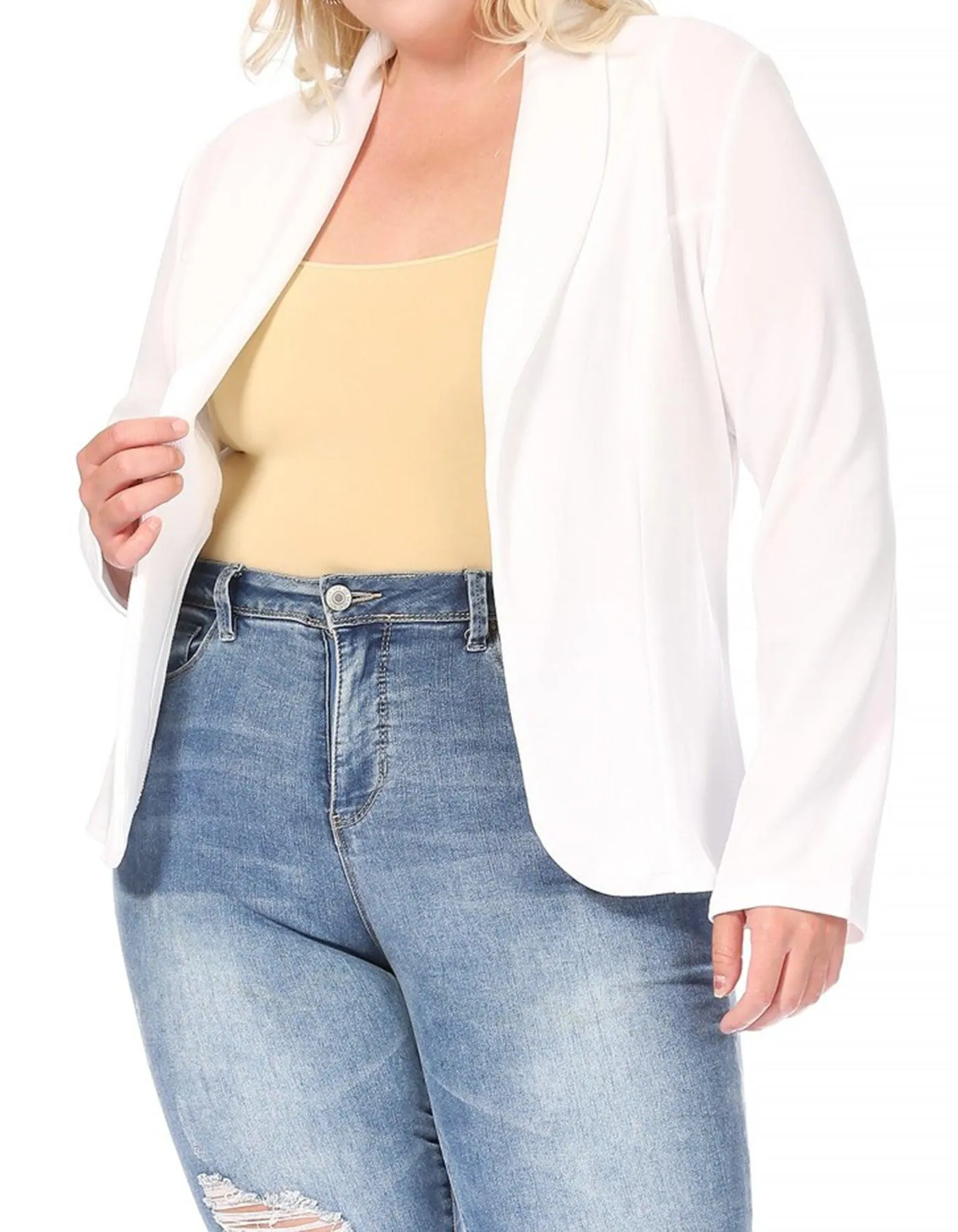 Women's Plus Size Casual Long Sleeve Fitted Solid Open Blazer